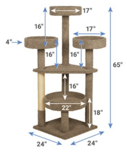 Image of Frisco 65 in cat tree with dimensions