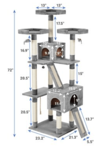 Frisco 72 Inch Cat Tree with measurements
