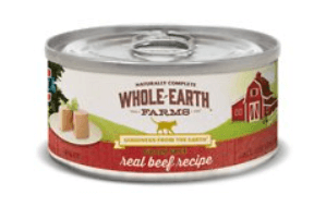 Can of Whole Earth Farms Beef Canned Cat Food